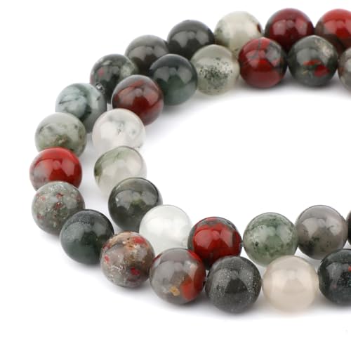 Bymitel 90 pcs Natural Genuine Real Round Loose Stone Beads Gemstone Spacers for Charm DIY Jewelry Making 15.5" per Strand 4mm (Bloodstone, 4mm) - color: Bloodstone, size: 4mm