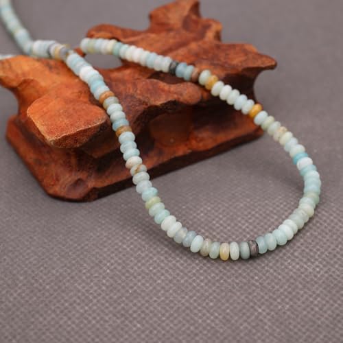 BONNY BOXX 1 Strand (150PCs) Natural 2 * 4mm Amazonite Rondelle Beads, Natural Abacus Disk Stone Beads Loose Spacer Gemstone for DIY Bracelet Necklace Jewelry Making - color: Amazonite, size: 2*4MM