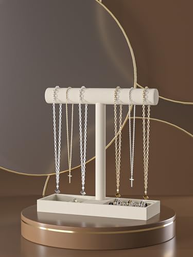 Bracelet and Necklace Holder,Velvet Jewelry Necklace Display Organizer Stand,bracelet Holder for Selling,Bracelet and Necklace Storage Tree (Style 1（Beige）) - style: Style 1（Beige）