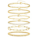 adoyi Gold Bracelets for Women, 14K Gold Plated Stackable Bracelet Stack Set Adjustable Charm Paperclip Chain Cuban Link Layered Waterproof Jewelry Sets Gifts for Womens - color: Gold 6.5 IN General Wrist