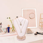 CHGCRAFT Necklace Display Stand Wood Jewelry Holder with Velvet Mat Jewelry Necklace Display for Vendors, Antique White, 3.94x5.9x7.87inch - color: Antique White