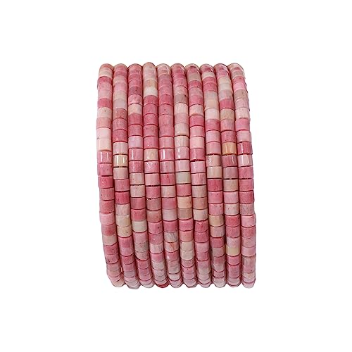 BEADIA Natural Rhodochrosite Short Cylinder Beads 2x3mm 155pcs Tube Loose Semi Gemstone Beads for Jewelry Making Design - color: Rhodochrosite
