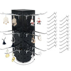 Rotating Pegboard Stand with 20 Peg Hooks 4-Sided Pegboard Spinning Display Stand 4 x 4 x 12 Inches, Keychain Display Stand for Retail Display, Earring Display (Black) - color: Black