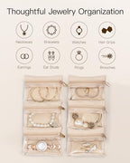 VLANDO Travel Jewelry Case,Valentines Gifts,Small Jewelry Box Organizer,Travel Jewelry Storage with 6 Velvet Jewelry Zipper Pockets, Birthday Gifts for Women Girls (Brown) - color: 6PCS-Brown