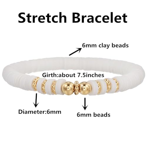 12pcs Friendship Bracelets Beaded Bracelets Heishi Bracelet Cute Bracelets Stack Vinyl Clay Disc Bead Surfer Stretch Summer Beach Bracelets For Women Preppy Bracelets - color: B-color 5