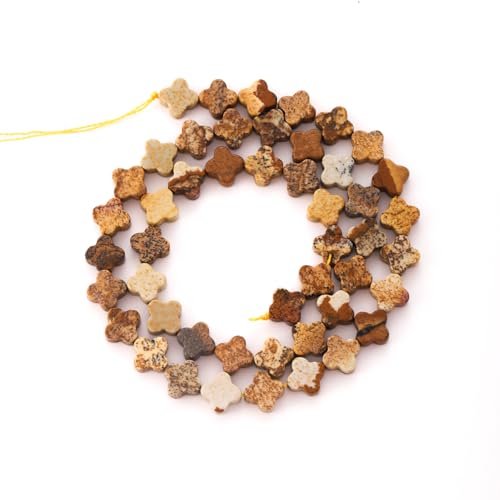 8mm Natural Brown Picture Gemstone Faceted Clovers Beads Four-Leaf Spacer Loose Beads for DIY Jewelry Making Beads - color: Brown Picture