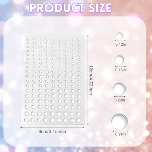 324 Pcs Clear Dewdrop Droplets Stickers Self-Adhesive Round Water Drops Embellishments Flatback Resin Round Craft Beads for DIY Scrapbooking Crafts Card Making Decor Accessories