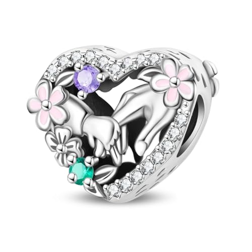 Mother Heart Charms for Bracelets Love Mom Flowers Charm Jewellery for Women - style: Hand held Mom
