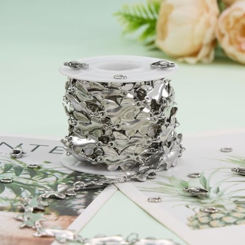 UMAOKANG 2 Yard Butterfly Chain for Jewelry Making Stainless Steel Chains Bulk on Spool with Jump Rings Lobster Clasps - color: Silver Butterfly