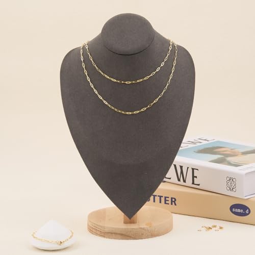 GTVOODX 33 Feet Gold Paperclip Chains for Jewelry Making Oval Soldered Stainless Steel Necklace Bulk Chain Roll Spool for DIY Bracelet Craft Supplies with Lobster Clasps Jump Rings - color: Gold Thin Paperclip Chains