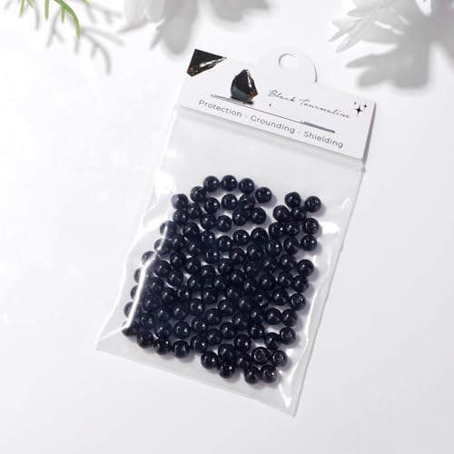 Raicegs 100pcs 6mm Black Tourmaline Beads Natural Gemstone Beads Round Loose Beads for Jewelry Making DIY Bracelets Necklace - color: Black Tourmaline, size: 6mm Round