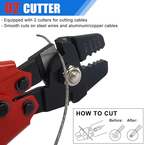 OROOTL Fishing Crimping Tool Kit, Fishing Crimp Pliers with 500pcs Crimp Sleeves Beads Set, Heavy Duty Wire Leader Rope Crimper Tool Wire Cutter Aluminum Copper Loop Sleeves