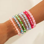 Colorful Stackable Resin Beaded Bracelets Set for Women Dainty Neon Clear Acrylic Beads Stretchable Bracelet Pack Trendy Transparent Round Balls Jewelry - color: Colorful2