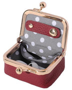 COOLYOUTH Leather Mini Jewelry Box Travel Jewelry Case Portable Small Coin Purse with Kiss Lock Travel Ring Box (Small-Red) - color: Small-Red