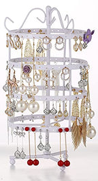 Sooyee Jewelry Holder,360 Rotating Earring Holder Organizer Jewelry Stand,4 Tiers 144 Holes Earring Display Stands for Selling,Metal Jewelry display,White - color: Metal White