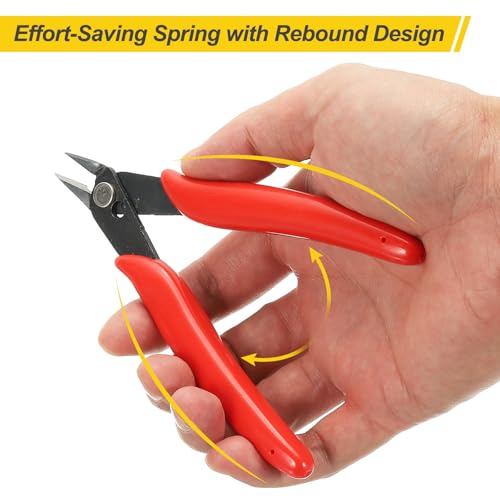 HARFINGTON 5" Flush Cut Pliers Small Precision Wire Cutter Side Cutter Diagonal Cutting Pliers for Jewelry Model Electronic 3D Print, Yellow - color: Yellow