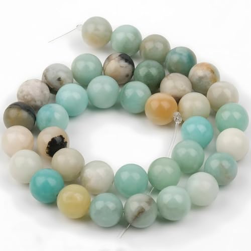 HAAMIIQII 6mm Natural Blue Amazonite Beads Round Gemstone Loose Beads for Jewelry Making 2 Strands (120-130pcs) - color: Blue Amazonite, size: 6mm (120-130pcs)