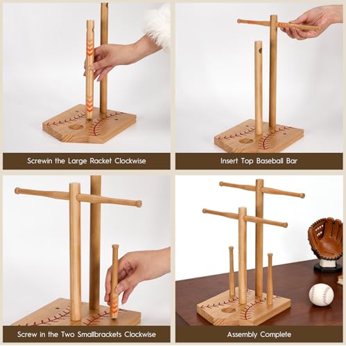 Large Two-Layer Baseball or Softball Drip Necklace Organizer Holder,Exquisite Wooden Championship Ring Display Holder,Baseball,Sports or Softball Ring Holder,Trophy Gift for Players & Coaches