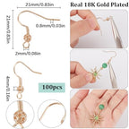 SUNNYCLUE 1 Box 100Pcs Real 18K Gold Plated Brass Earring Hooks Hypoallergenic Earring Findings Fish Hook Ear Wires with Filigree Round Ball French Earring Hook for Jewelry Making Supplies Women - color: 100pcs 18k Gold Plated Earring Hooks With Filigree