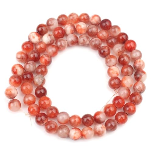 Yochus 50pcs 8mm Red Persian Jade Energy Healing Round Bulk Gemstone Beads for Jewelry Making Bracelet Necklace Earring DIY - color: red, size: 8mm