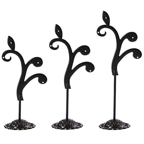 Black Earring Stand Detachable Metal Earring Display Storage Rack for Photography Jewelry Props Show Closet Retail Store Display 3 Pcs, Vine Shape