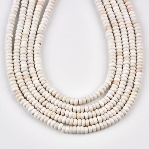 170pcs 4x2mm Natural White Turquoise Disk Rondelle Spacer Stone Semi Precious Gemstone Loose Beads for Jewelry Making 15 Inch - color: White Turquoise