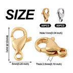 PH PandaHall Pandahall 100Pcs Stainless Steel Lobster Claw Clasps Real 24K Gold Jewelry Lobster Clasp 2 Colors Metal Bracelet Necklace Clasp Closures for Jewelry Making, 9x5x2.5mm