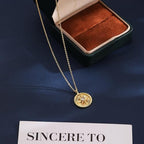 Tasiso Gold Pendant Necklace for Women 14K Gold Plated Coin CZ Pendant Necklace Adjustable Chain Disc Round Dainty Charm Necklace Trendy Jewelry Gift - style: Yuan
