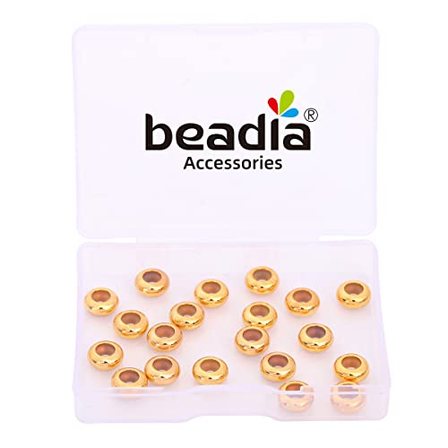BEADIA 18K Gold Plated Stopper Beads 8x4mm 20pcs Rondelle Insert Silicon Length Adjust Spacer Beads for Jewelry Making Findings - color: Rondelle, size: 8x4mm