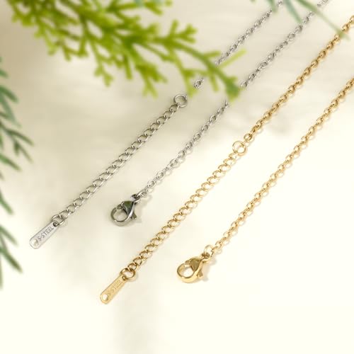 24PCS Gold Necklace Chains for Jewelry Making 2MM 18K Gold Plated Stainless Steel Cable Cross Link Chains Bulk for DIY Necklace - color: gold(2mm/18 inches)
