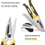 TOOLMAK Aviation Tin Snips Heavy Duty Shears Straight Metal Cutter with Comfort Grip and Stainless Steel Blades Multifunction Cutting of Cable Wires,Thin Iron,Cardboard, 9 Inch - size: 9 Inch Straight Cut