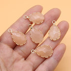 QSLLER 10PCS Waterdrop Shape Natural Stone Pendants Faceted Crystal Agate Amethyst Stone for Jewelry Making Necklace Bracelet