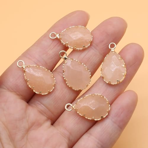 QSLLER 10PCS Waterdrop Shape Natural Stone Pendants Faceted Crystal Agate Amethyst Stone for Jewelry Making Necklace Bracelet