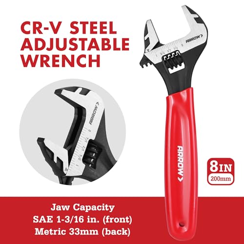 ARROW 8PCS Pliers & Wrench Set, 6" Needle Nose Pliers, 6" Diagonal, 7" Linesman, 8" Slip Joint, 8" & 10" & 12" Groove Joint and CRV 8" Adjustable Wrench, Portable Rolling Bag With Handle