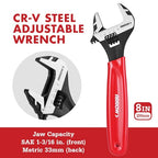 ARROW 8PCS Pliers & Wrench Set, 6" Needle Nose Pliers, 6" Diagonal, 7" Linesman, 8" Slip Joint, 8" & 10" & 12" Groove Joint and CRV 8" Adjustable Wrench, Portable Rolling Bag With Handle