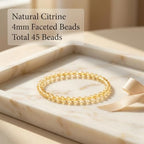 Angelstones Natural Gemstone Small Beaded Stretch Bracelet, 4mm Faceted Round Beads, Crystal Healing Bracelet for Women - color: Citrine