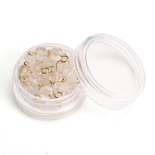 Beadia Natural Faceted Cube Stone Charms 4mm 30pcs with Untarnish Metal Accessories Loose Square Beads for DIY Jewelry Making - color: White Quartz