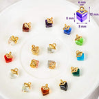 Hicarer 40 Pieces Cubic Crystal Charms Assorted Crystal Birthstone Charms Pendants Handmade Dangle Bead Pendants with 200 Pieces Open Jump Rings for DIY Jewelry Making Necklace Earring Gifts