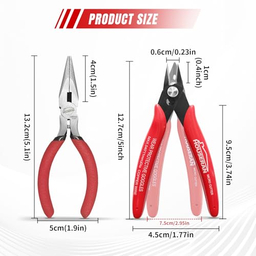2-Piece Mini Pliers Set – 5" Needle Nose Pliers & Flush Wire Cutters, High-Carbon Steel, Spring-Loaded, Anti-Rust Coating, Jewelry & Electronics Repair, Zip Ties, Crafts