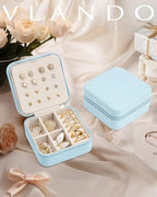 VLANDO Mothers Day Mom Gifts - Travel Jewelry Case, Small Travel Jewelry Organizer Box for Girls Women - Blue - color: Blue