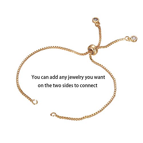 DanLingJewelry 10Pcs 18K Gold Plated Adjustable Slider Bracelet Slider Extender Chains with Cubic Zirconia for Jewelry Making - color: StyleⅢ-10 pcs-Golden