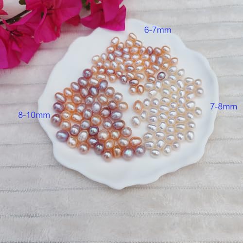 50 Pcs Natural Pearl Beads for Jewelry Making AAA 8-9 mm No Holes Natural Genuine Real Freshwater Cultured Pearl Oval Pearls Beads Loose Gemstone Bead Crafts Gift for Women,DIY Gifts. - color: 8-9 mm no holes.
