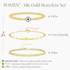 Gold Bracelets Set for Women Stack, Chunky Thick Bracelets Stack for Women Trendy, Simple Dainty Thin Gold Plated Cuff Stackable Bracelets With Beaded Cuban Paperclip Snake Rope Bangle Hand Chain Jewelry - style: Style 14-gold