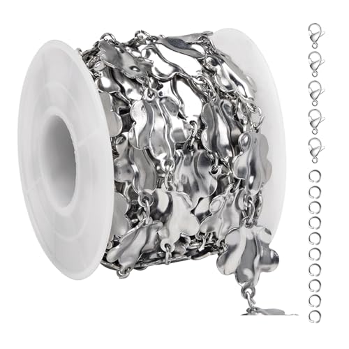 UMAOKANG 2 Meters Stainless Steel Jewelry Making Chain Roll Decorative Flower Link Chain on Spool - color: Silver Flower