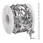 UMAOKANG 2 Meters Stainless Steel Jewelry Making Chain Roll Decorative Flower Link Chain on Spool - color: Silver Flower