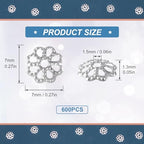 ANCIRS 600pcs 7mm Spacer Beads Caps for Jewelry Making, Metal Flower Bead Caps for Bracelet Necklace- Silver - color: 600pcs silver