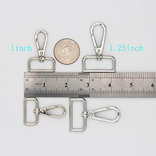 JWBIZ 12 Pcs D Ring Swivel Lobster Claw Clasp, Push Gate Snap Hooks Trigger Clips(Silver, 1 1/4 inch) - color: Silver, size: 1 1/4 inch
