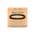 Natural Healing Gemstone Bracelet Handmade Yoga Stretch Elastic Bracelet Stress Relief Crystal Jewelry for Men and Women - color: Black Onyx (Positive Energy), size: 6mm