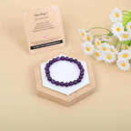 AD Beads Handmade Gemstone Stretch Elastic Bracelet Crystal Healing Reiki Nature's Beauty and Spiritual Essence Unisex - color: Amethyst (Love Guardian), size: 4mm