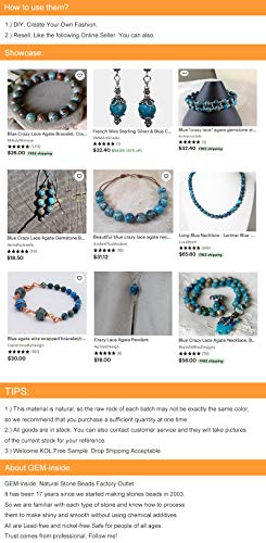 GEM-Inside 4mm Round Dyed Blue Crazy Lace Agate Faceted Gemstone Loose Beads Energy Stone Power Beads for Jewelry Making 15"
